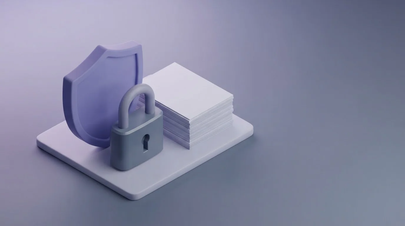 Hangslot schild en documenten als symbool voor veiligheid en regels